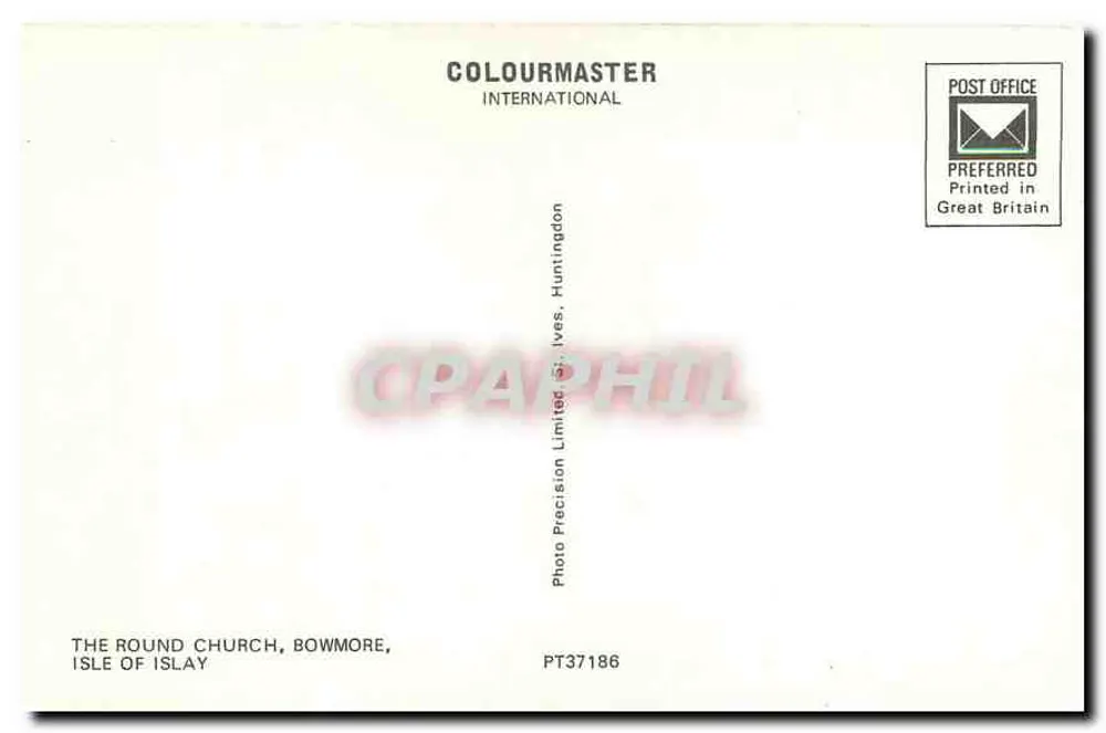 L'église ronde de Bowmore — Isle of Islay — éditeur Colourmaster International, n° PT37186 - Verso