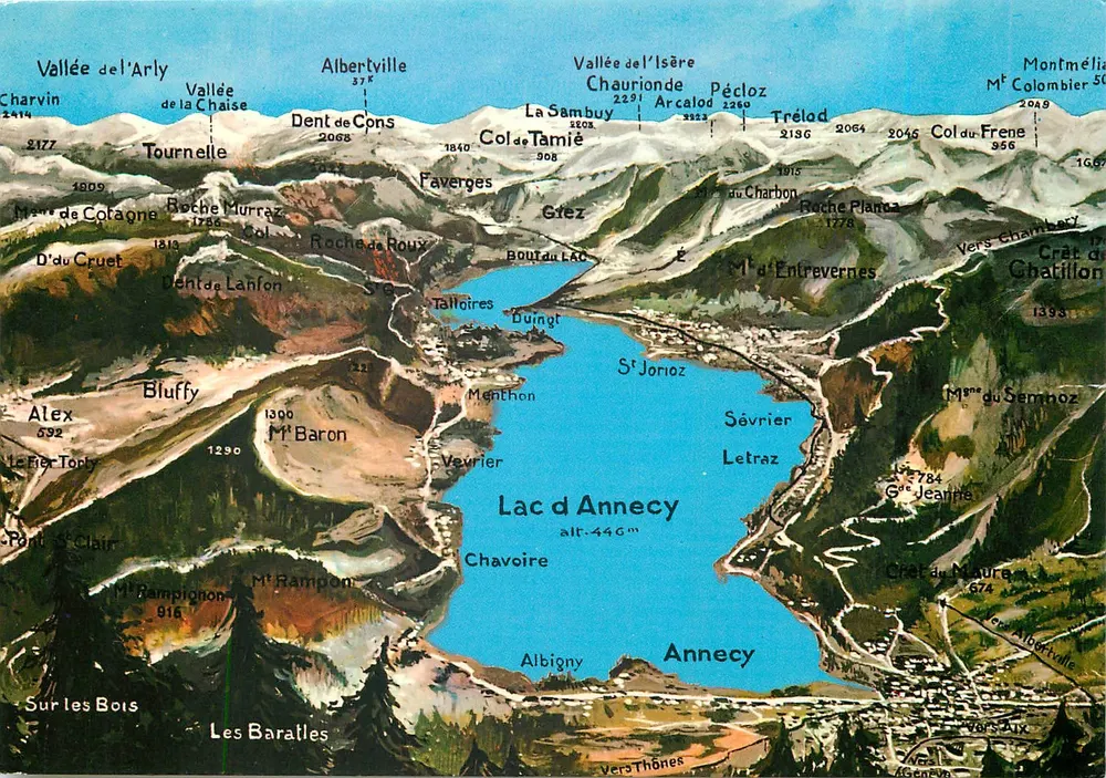 Lago de Annecy — vista panorâmica — Edições Réunies Panazol, n° 74/3427 - Frente