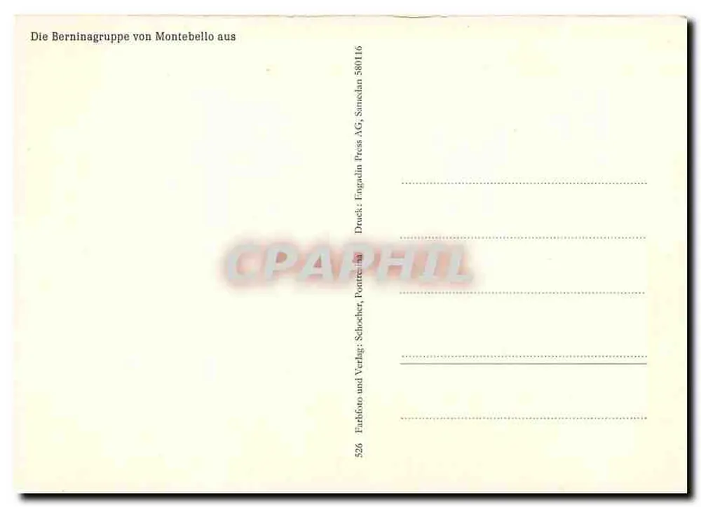 Mulheres alpinas — vista da Bernina — editor Fagnalin Press AG, Sinedan - Verso