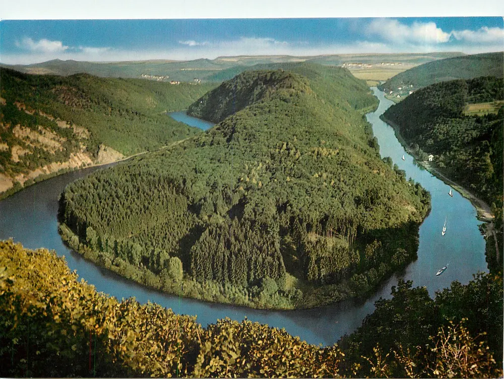 Saarschleife — vista aérea do meandro do rio Reno — Rosen-Bild-Verlag, série 1477 - Frente
