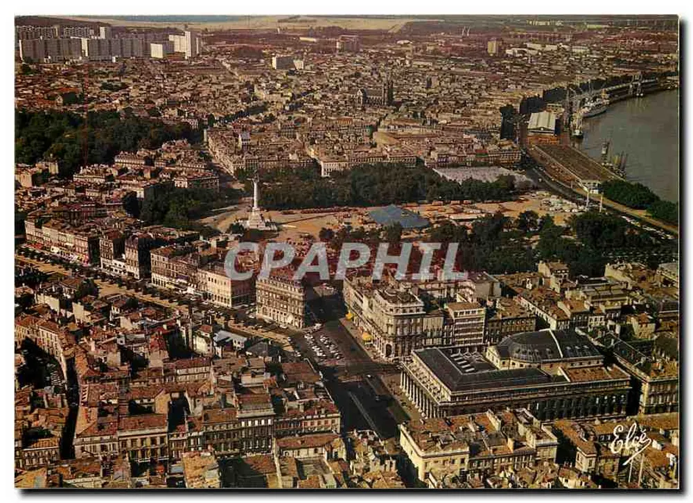 Bordeaux — Vista geral com o Grande Teatro, as Avenues de Tourny, o Monumento dos Girondinos e o novo lago artificial — Editor: L. Chatagnéau, n° 4594 - Frente