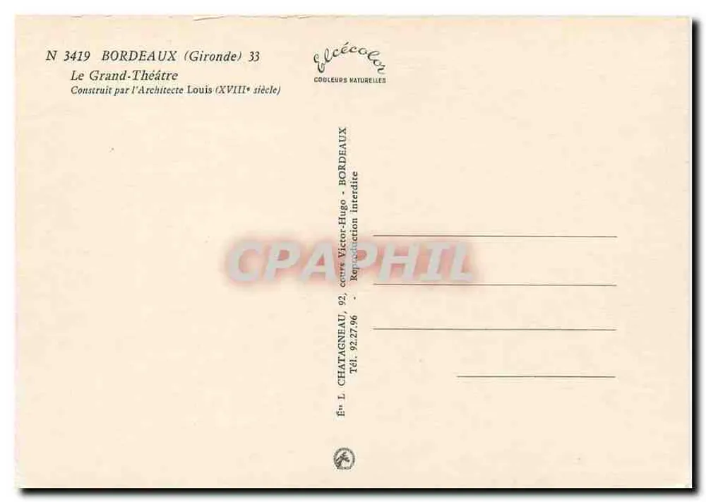 O Grande Teatro — Bordeaux (Gironde) — Editora Elcéc - Verso