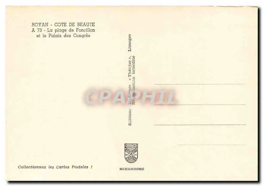 Royan - Côte de Beauté — Strand Foncillon und das Palais des Congrès — Editions Mexichrome, Limoges - Rückseite