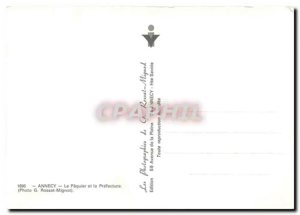 Annecey — Le Pâquier e a Prefeitura — Edição G. Rossat-Mignot - Verso