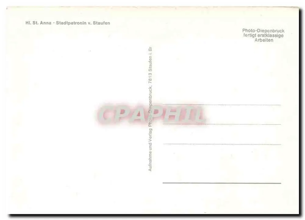 Sainte Anne — Sainte patronne de Staufen — Photo-Diepenbruck - Verso