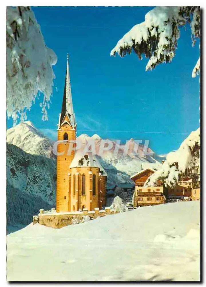 Schneebedeckte Kirche — Helligenblut, Österreich — Verlag Franz Kliner, Nummer 132 - Vorderseite