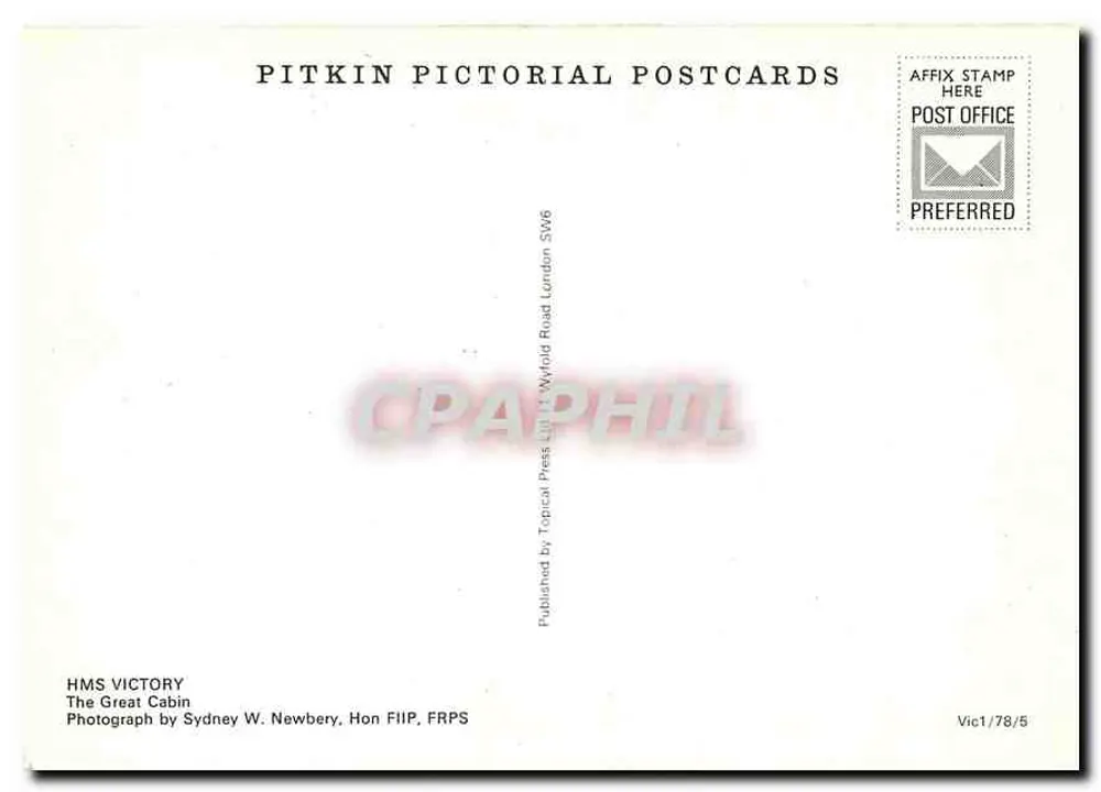 HMS VICTORY — Wielka kajuta — Pitkin Pictorial Postcards - Rewers