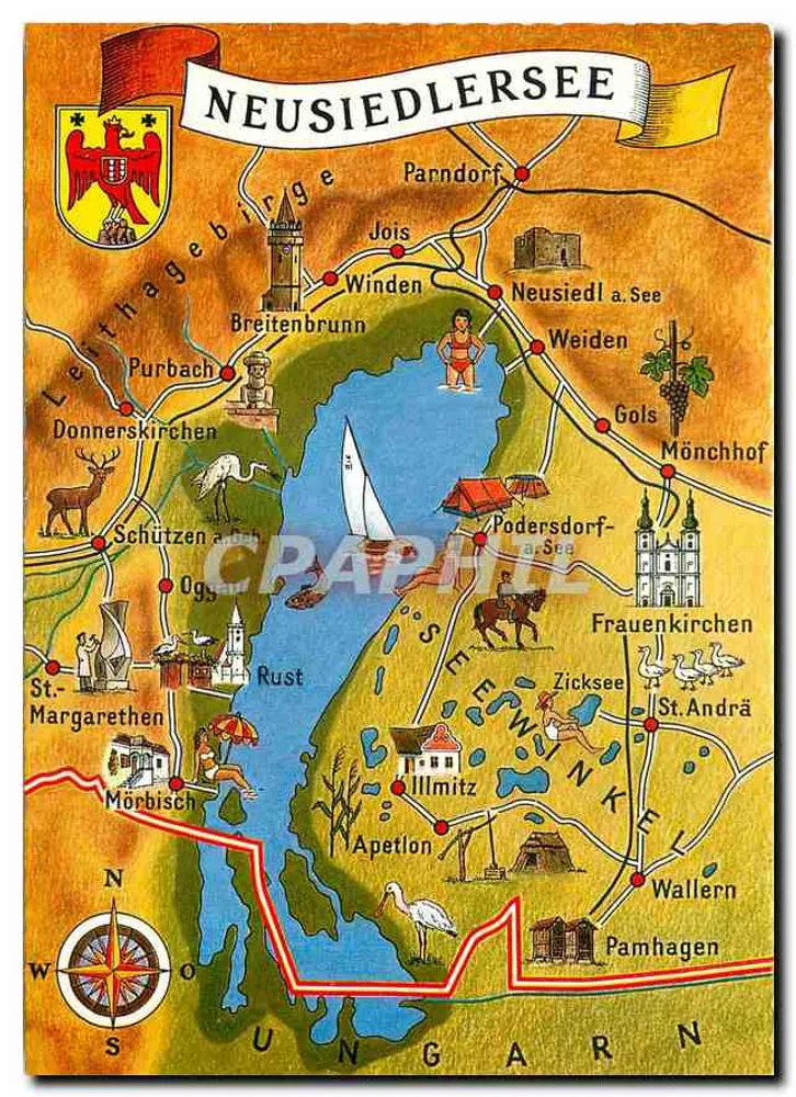 Neusiedlersee — Carta turística ilustrada — Verlag K.K. n° 2932 - Frente