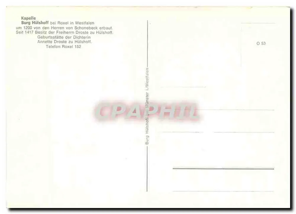Kapelle Burg Hülshoff bei Roxel — n° O 53 - Verso