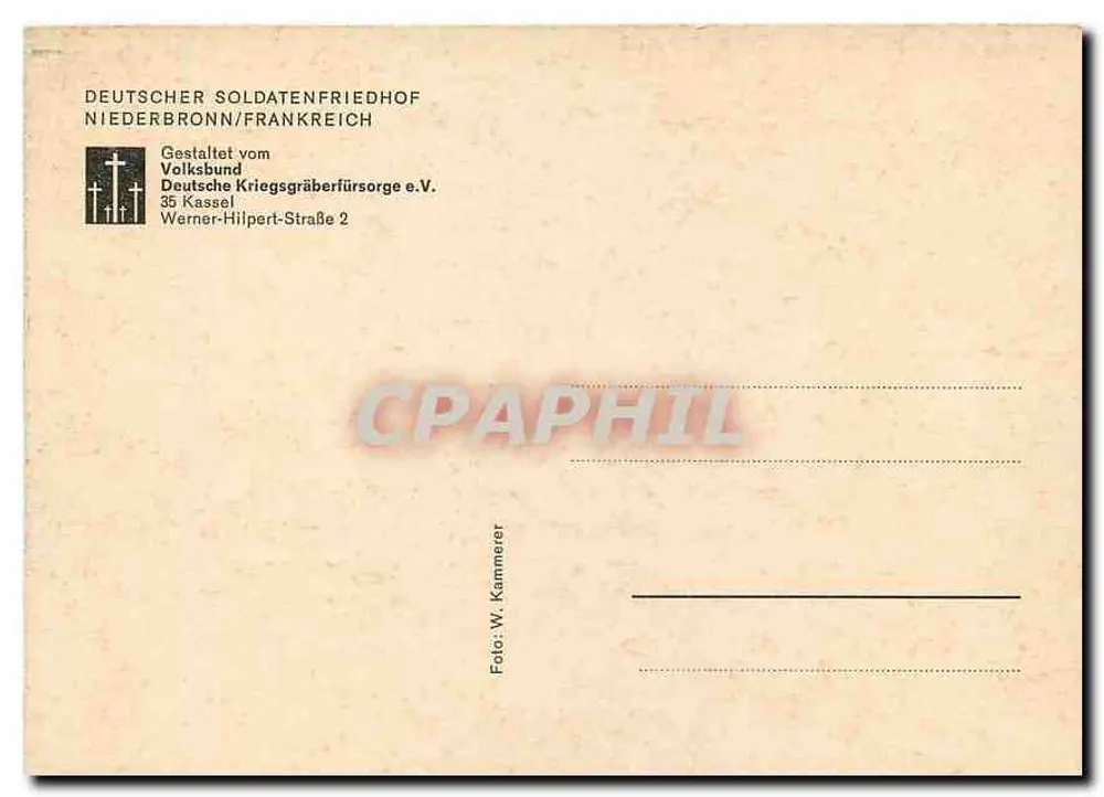 Deutscher Militärfriedhof in Niederbronn-les-Bains — Frankreich — Verlag: Deutsche Kriegsgräberfürsorge e.V. - Rückseite