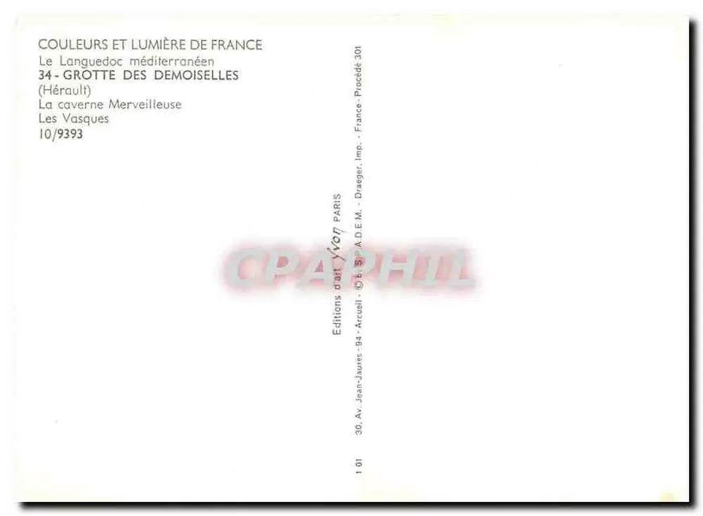 Grotte des Demoiselles — Hérault — Editions Yvon - Rückseite
