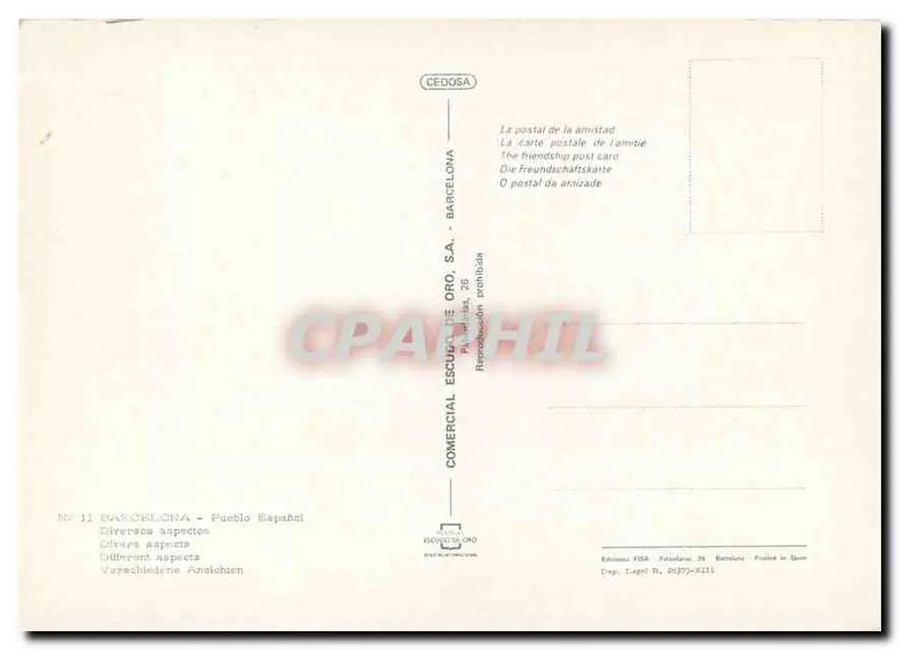 Barcelona - Pueblo Español — Comercial Escudero Oro, n° 11 - Back