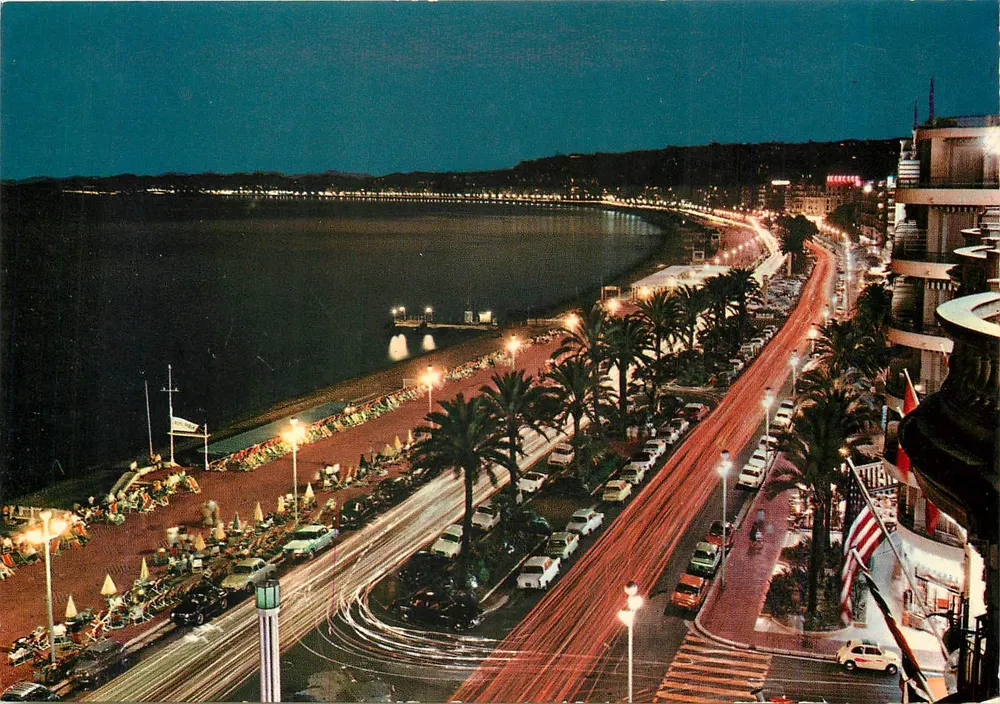 A Costa Azul - NICE - A Promenade dos Ingleses à noite — Les Editions MAR, n°1232 - Frente