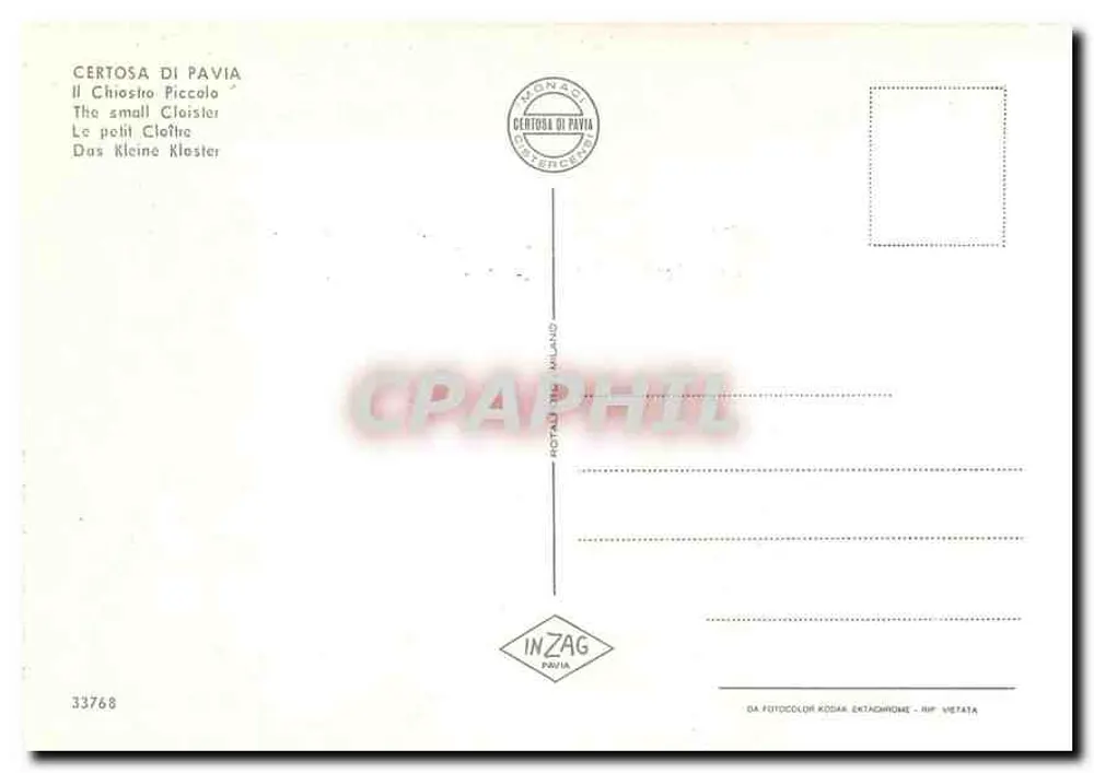 Certosa van Pavia — Het kleine klooster — INZAG Pavia n°33768 - Achterkant