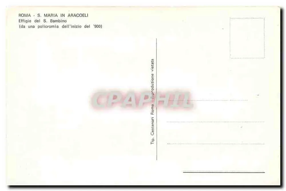 S. Bambino d'Aracoeli — Rom — Tip. Centenari - Rückseite