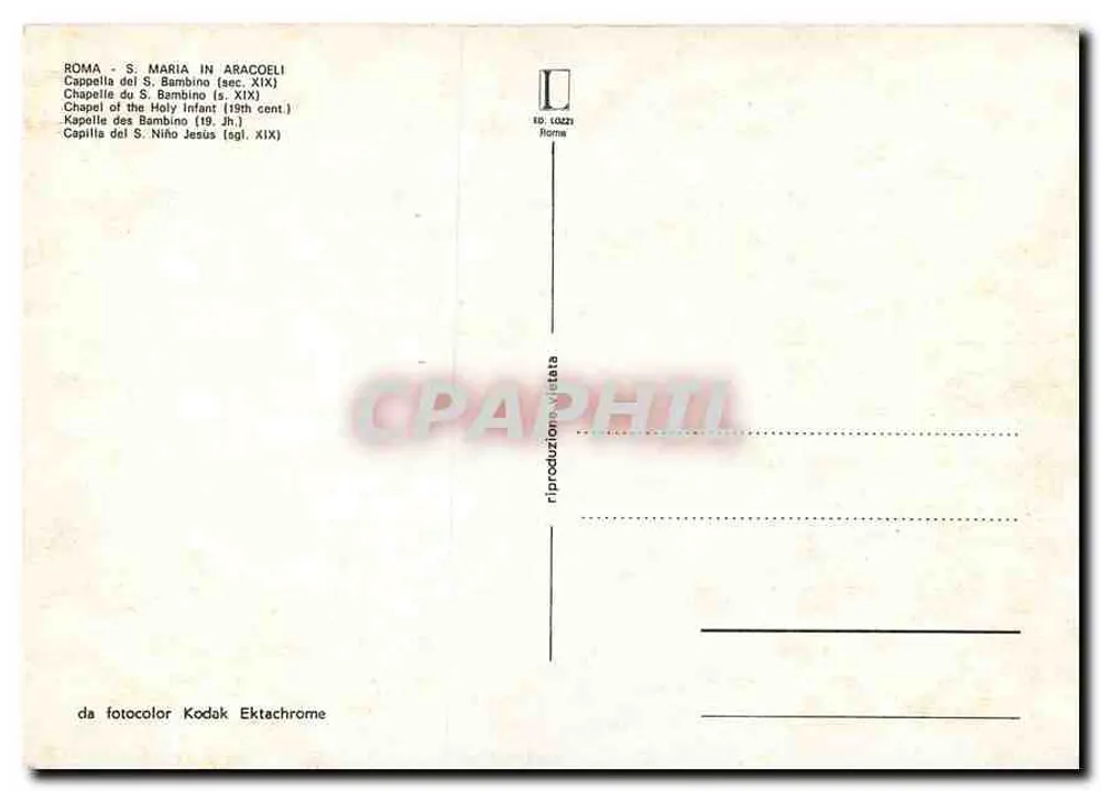 Chapelle du S. Bambino — Rome — éditeur EU. LOZZI - Verso