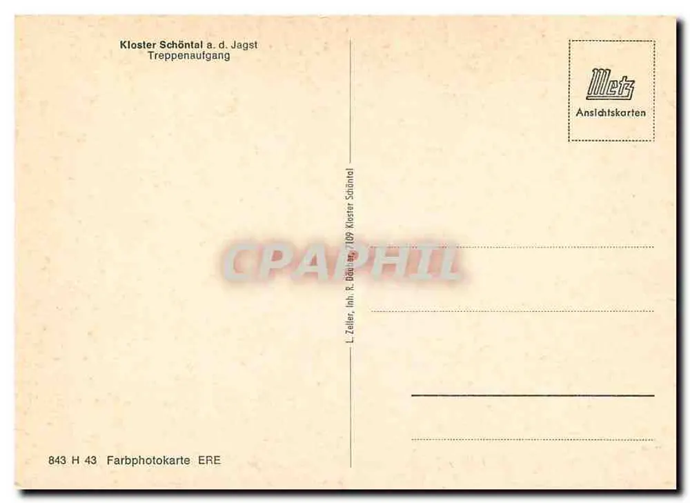 Kloster Schöntal a. d. Jagst — Treppenaufgang — Zeller, Inh. R. Dau, 843 H 43 - Verso