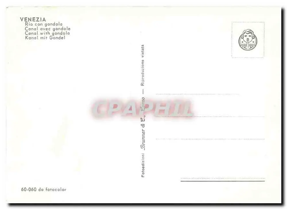 Veneza — Canal com gôndola — Brummer & Co., 60-060 - Verso