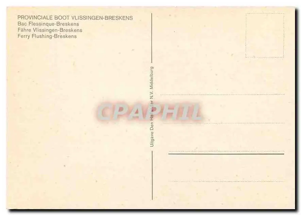Ferry Vlissingen-Breskens — Provinciale Boot Vlissingen-Breskens — Editora N.V. Middelburg - Verso