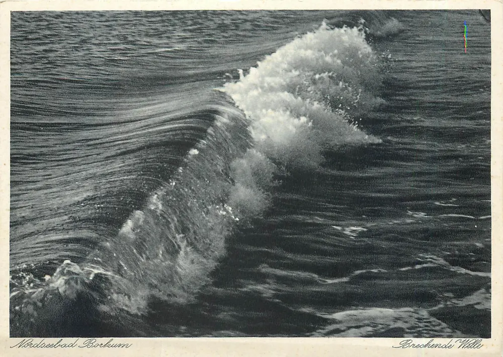 Nordseebad Borkum — Vaga quebrando — editor F. Sharpless, Borkum - Frente