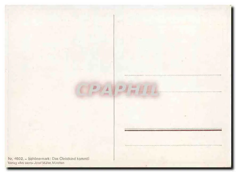 Crianças e jumento em uma rua lateral — cena de Natal — Schönermark, n° 4602 - Verso