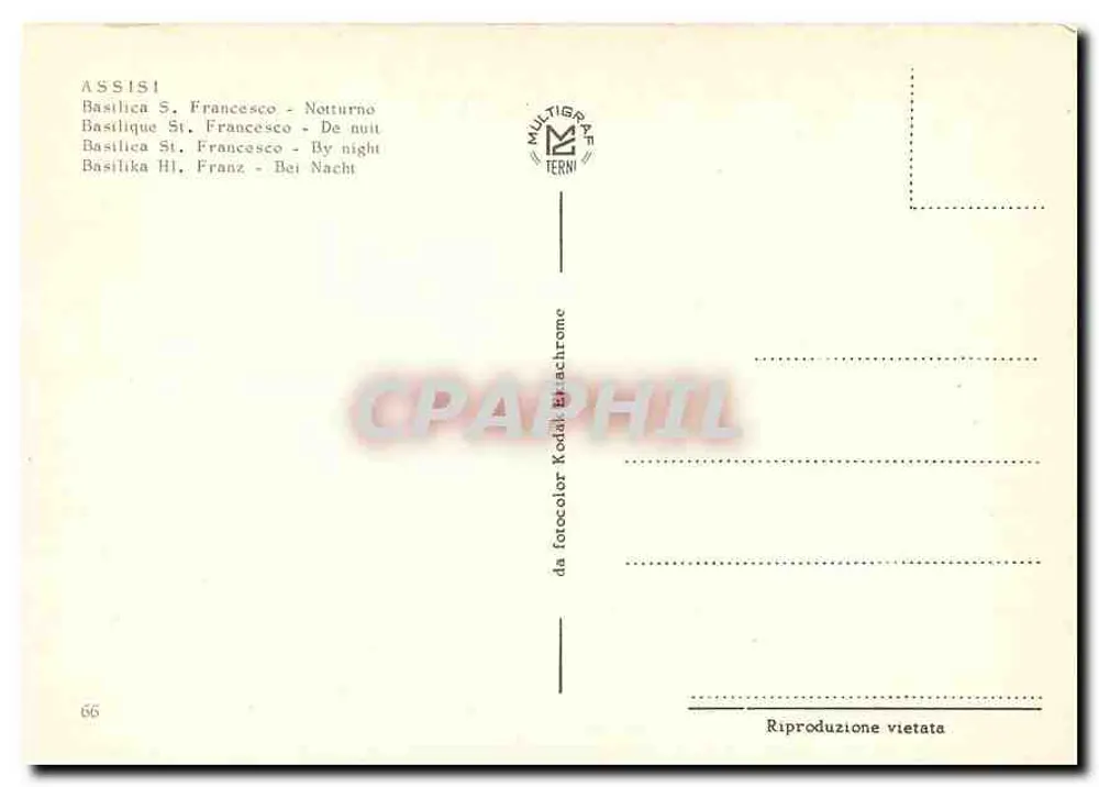 अस्सीसी — रात के सेंट फ्रांसिस बेसिलिका — मल्टीग्रावे टर्म - पीछे