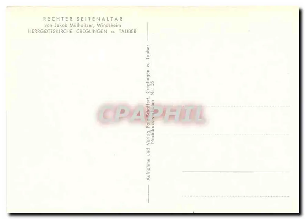 Altar droit — HERRGOTTSKIRCHE CREGLINGEN a. TAUBER — éditeur Jakob Mülholtzer - Verso