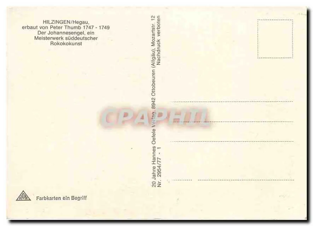 Hilzingen/Hegau — Johannesengel — Hannes Oetle Verlag - Rückseite