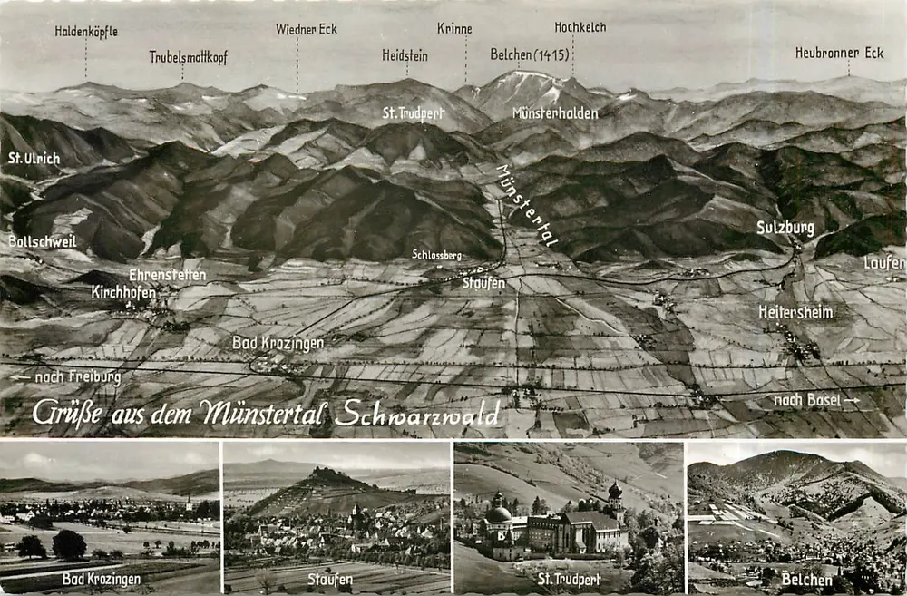 스바르츠발트의 Münstertal 지역 공중 전경 — 출판사 Karl Alber, 프라이부르크 i. Br., 번호 2461 - 앞면
