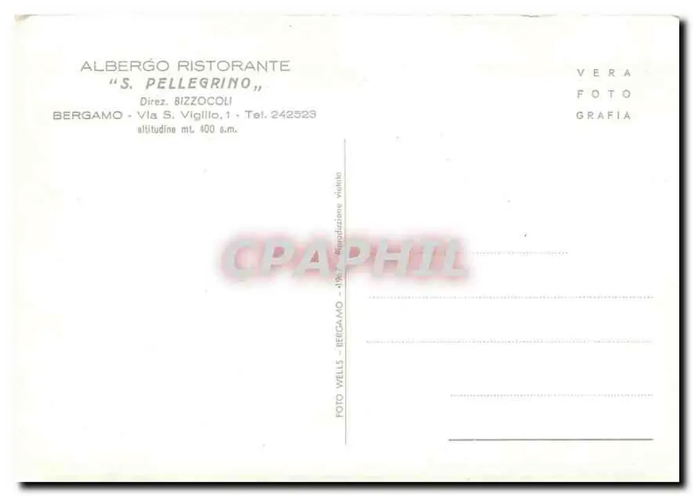 Ristorante S. Pellegrino — Bergamo — éditeur Poto Wells - Verso