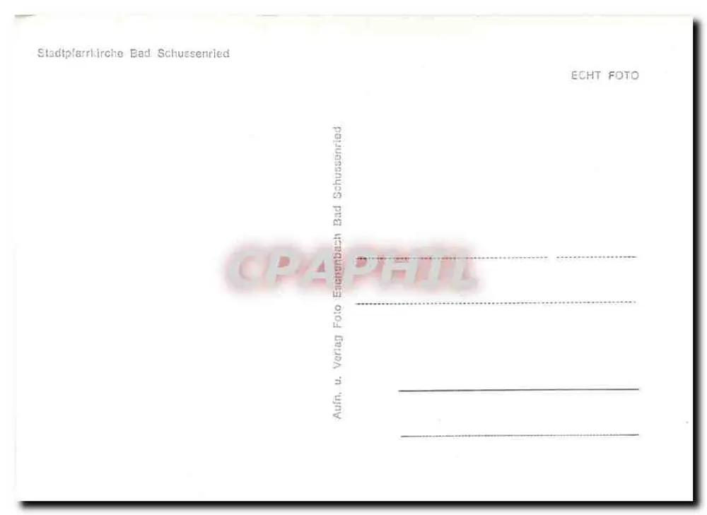 Innenansicht der Stadtsparrkirche Bad Schussenried — Verlag Aufn. u. Verlag Foto Bad Schussenried - Rückseite