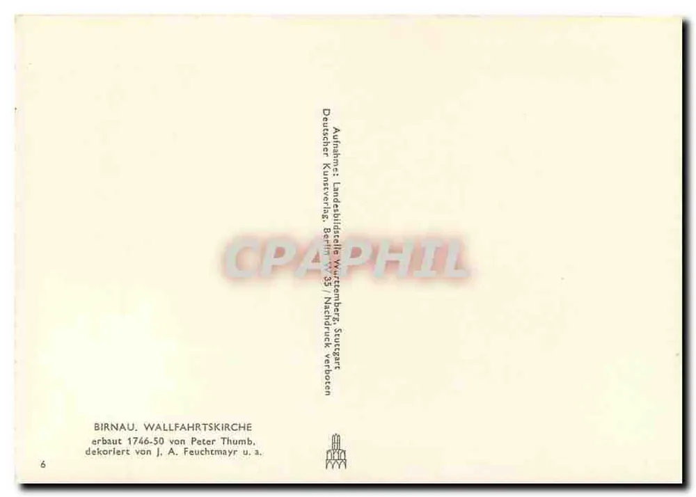 Birnau, Igreja de Peregrinação — editor Deutscher Kunstverlag, Berlim, n°6 - Verso