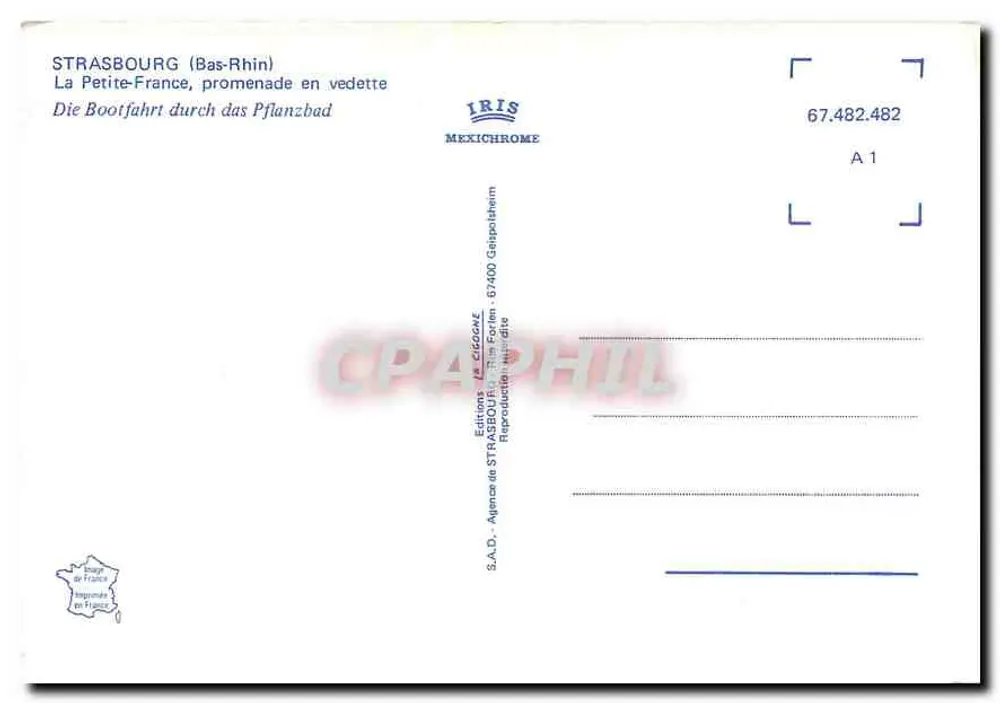 Straßburg — La Petite-France, Bootsfahrt — IRIS MEXICHROME Editionen, Nr. 67.482.482 - Rückseite