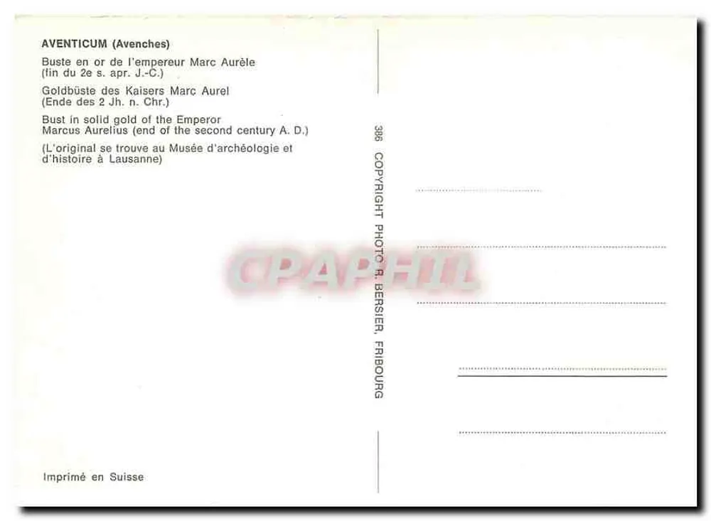 Buste en or de l'empereur Marc Aurèle — fin du 2e siècle apr. J.-C. — Imprimé en Suisse - Verso