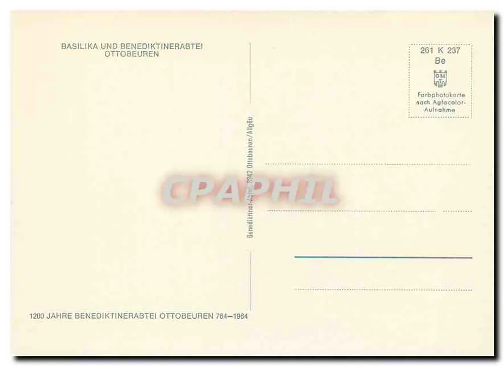 Basílica e abadia beneditina de Ottobeuren — 1200 anos 764-1964 - Verso