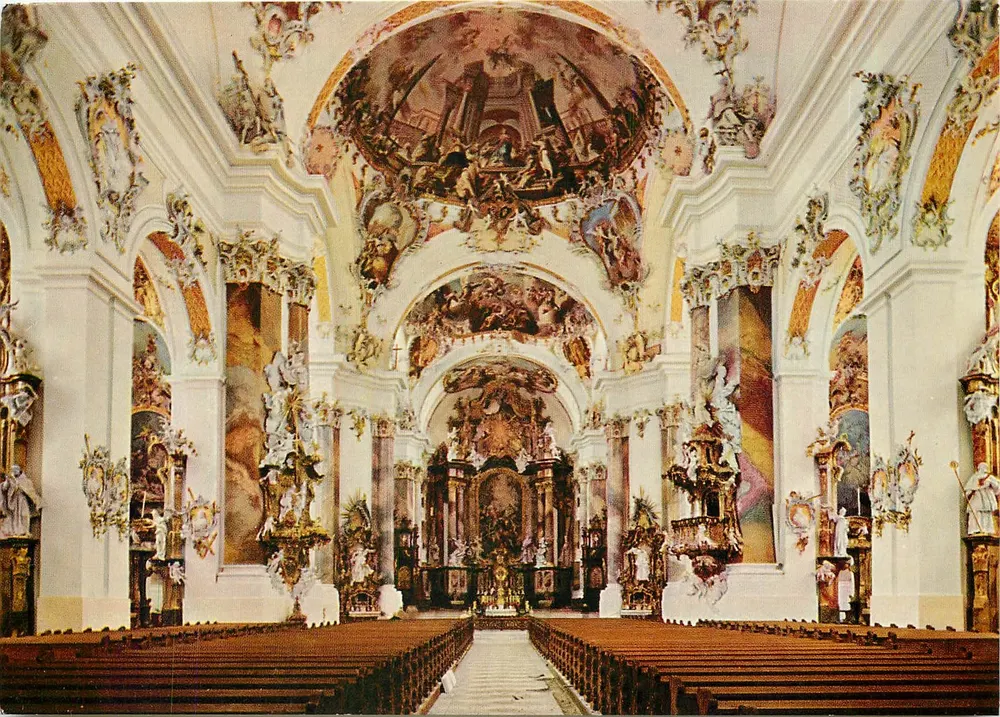 Basílica dos Beneditinos de Ottobern — interior barroco ornado — editor Schöning & Co., Lübeck - Frente