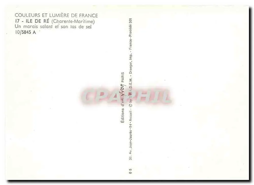 Ile de Ré — Marais salant et son tas de sel — Éditions d'art Yvon - Verso