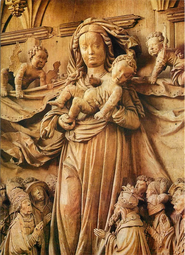 Freiburg i. Br., Münster U. L. Frau — Schutzmantelaltar (Ausschnitt) von Sibt v. Staufen (1521–1524) — Bildverlag Freiburg i. Br. - Vorderseite