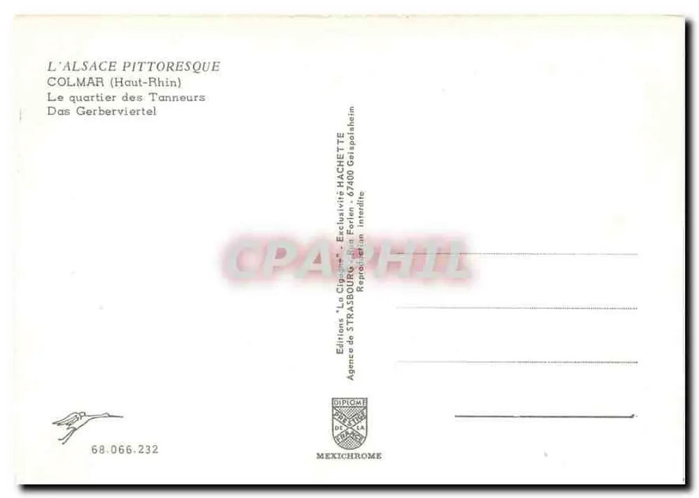 Colmar — O bairro dos Curtidores — Edições 'La Cipaire' Hachette - Verso