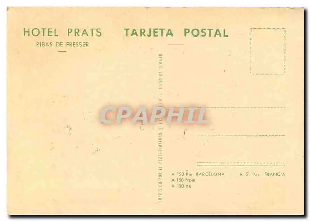 Hôtel Prats — vue de la rue et de l'établissement — éditeur Slogan - Back