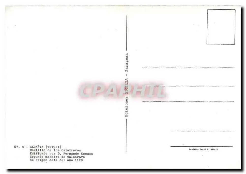 Alcañiz (Teruel) — Castelo de los Calatravos — Edições Sicilia - Zaragoza, n°6 - Verso