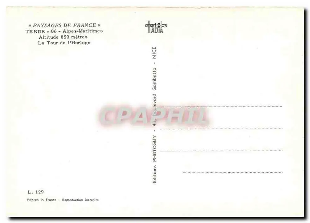A Torre da Hora — Tende, Alpes-Maritimes — Éditions Photoguy - Verso