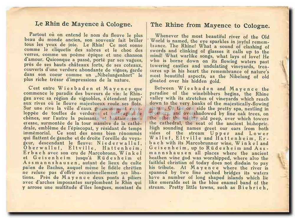 O Reno de Munique a Colônia — Der Rhein von Mainz bis Köln — Verlag von Karl Rud. Bremer & Co., Köln a. Rhein - Verso