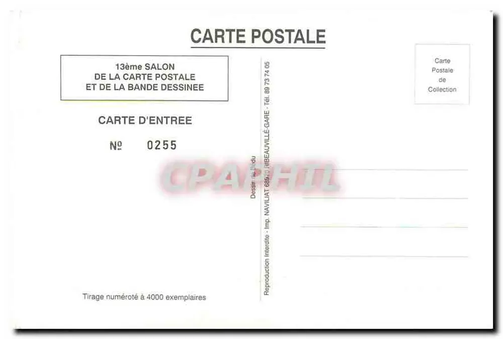 Colmar — 13º Salão da Carta Postal e da Banda Desenhada — Sém-Bedu, 1993 - Verso