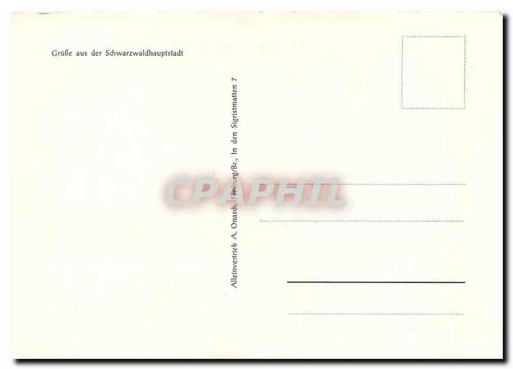 Freiburg — Poème de Alfred Onasch — éditeur A. Onasch, Freiburg - Verso