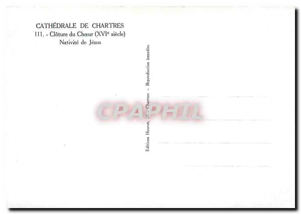 Geburt Jesu — Schloss des Chors (16. Jahrhundert) — Editions Houvet, Chartres - Rückseite