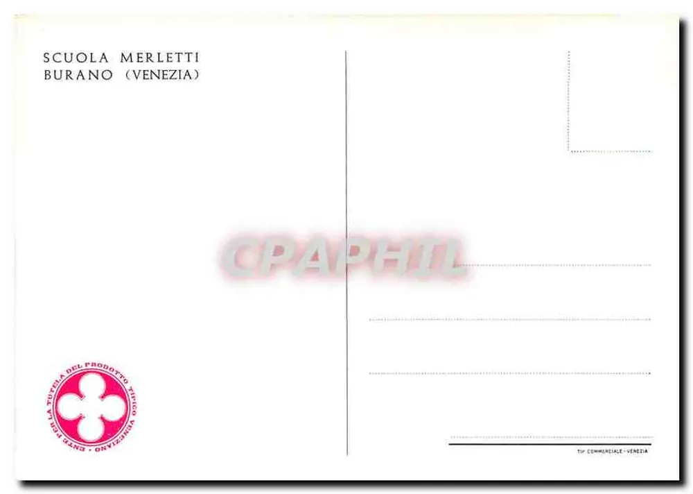 Scuola Merletti di Burano — escola de bordado — editor Tip. Commerciale-Venezia - Verso