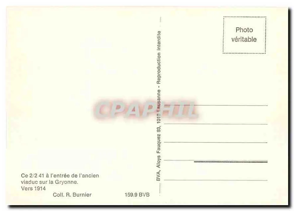 Viadukt über die Gryonne — Eingang zum alten Viadukt — BVA, Aloys Fauquez 159.9 BVB - Rückseite