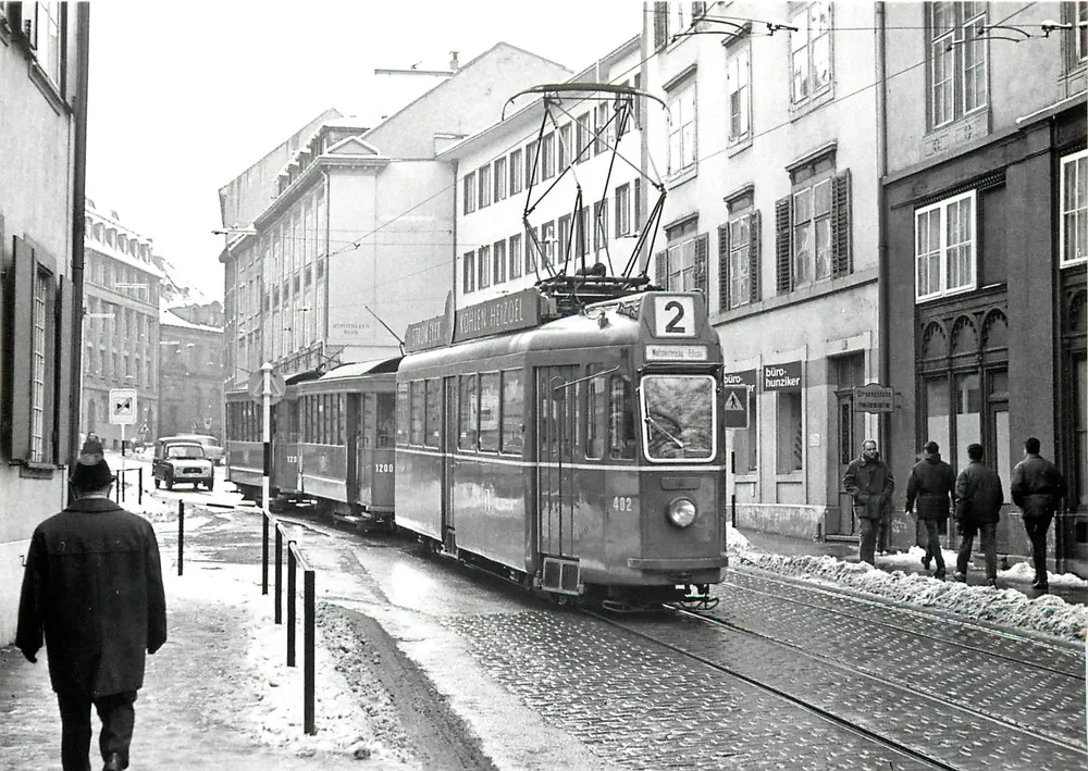 Tramway n°2 in Lausanne — rue Elisabeth, Winter — Photo J.L. Rochaix, Serie 1200-1222 - Vorderseite