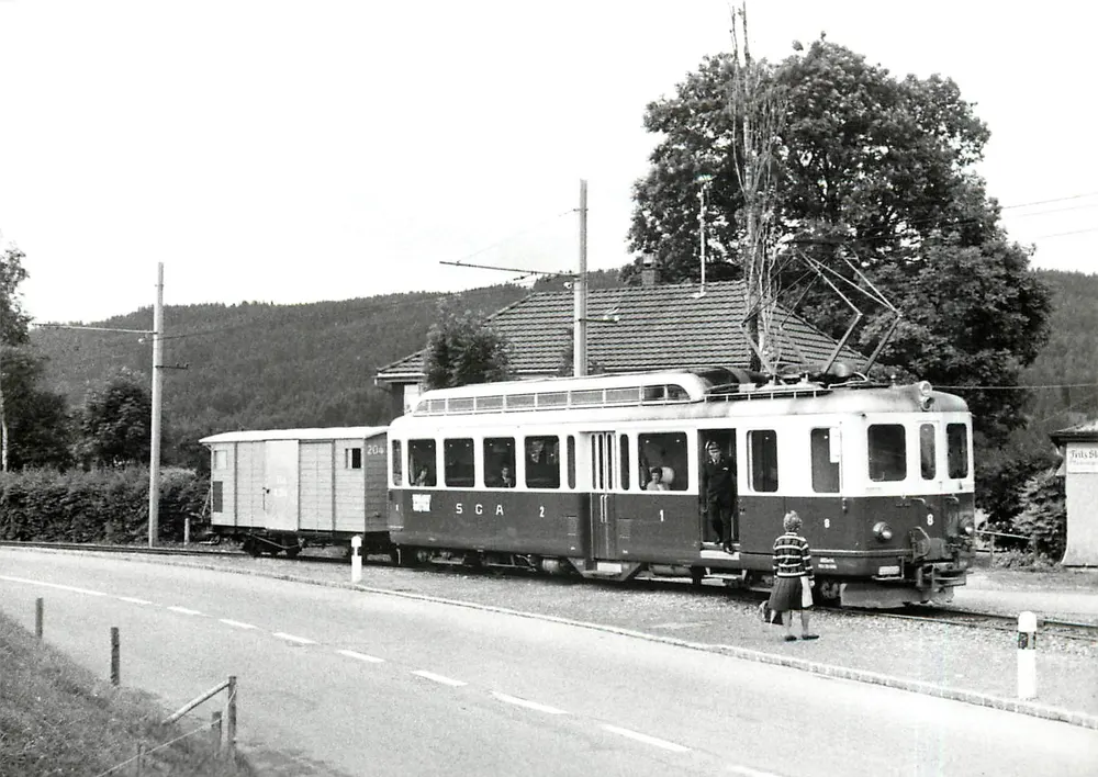 Zug nach Gais in Hebrigg — auf der Altstätten-Linie — Foto J.L. Rochaix — n°153.6 SGA - Vorderseite